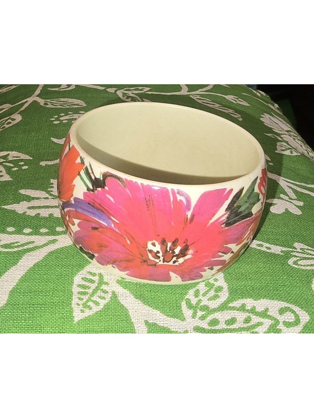 VTG 1989 AVON "Passion Flowers" Chunky Bangle Bracelet Pink Orange Purple - Picture 3 of 7